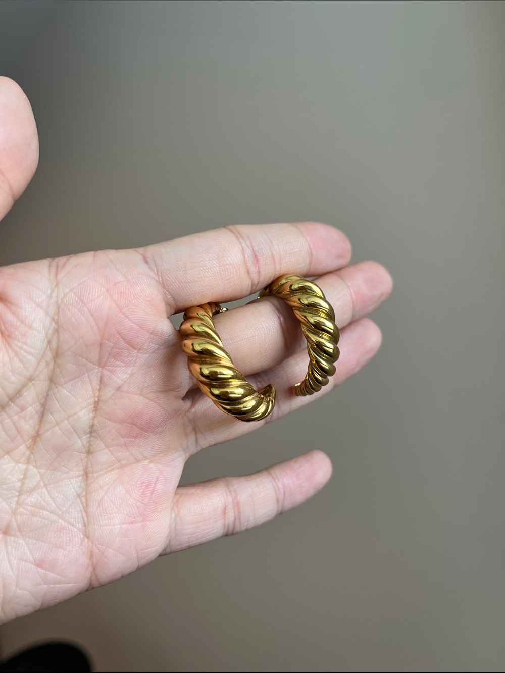 Mejuri Gold plated sterling silver crossiant dome large Hoop Earrings